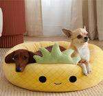 Plush Pineapple Pet Bed for Cats & Small Dogs