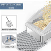 SPACIOUS STAINLESS STEEL LITTER BOX FOR CATS