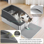 SPACIOUS STAINLESS STEEL LITTER BOX FOR CATS